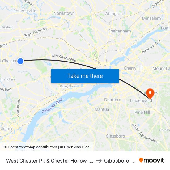 West Chester Pk & Chester Hollow - FS to Gibbsboro, NJ map