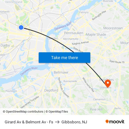 Girard Av & Belmont Av - Fs to Gibbsboro, NJ map