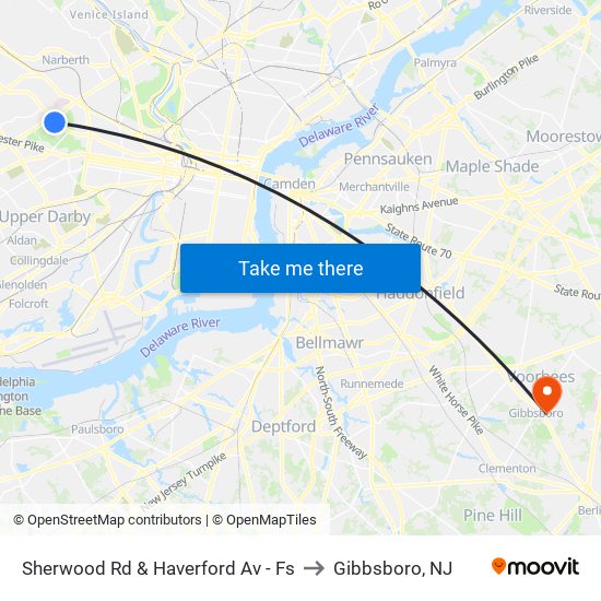 Sherwood Rd & Haverford Av - Fs to Gibbsboro, NJ map