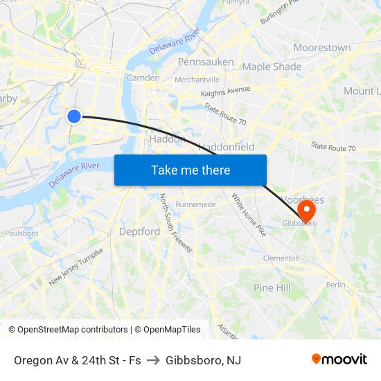 Oregon Av & 24th St - Fs to Gibbsboro, NJ map