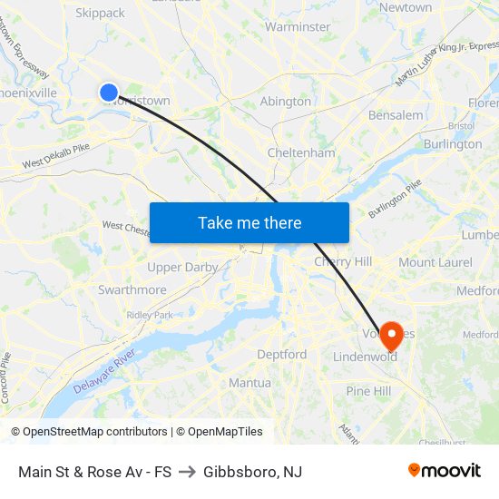 Main St & Rose Av - FS to Gibbsboro, NJ map
