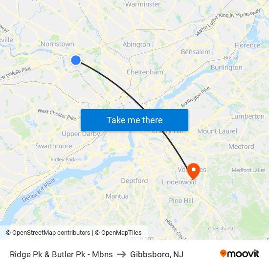 Ridge Pk & Butler Pk - Mbns to Gibbsboro, NJ map
