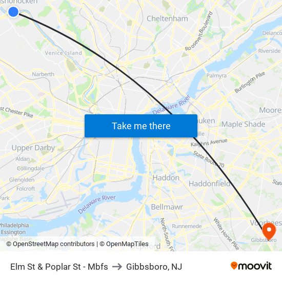 Elm St & Poplar St - Mbfs to Gibbsboro, NJ map
