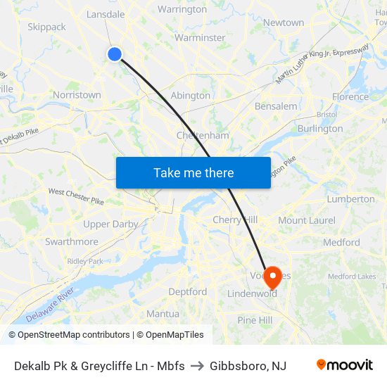 Dekalb Pk & Greycliffe Ln - Mbfs to Gibbsboro, NJ map