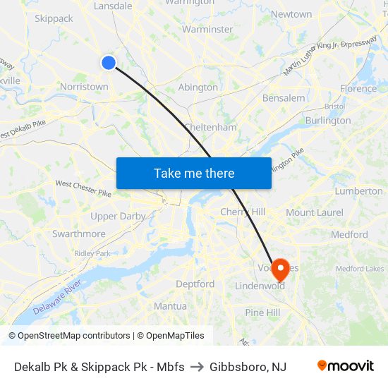 Dekalb Pk & Skippack Pk - Mbfs to Gibbsboro, NJ map