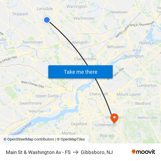 Main St & Washington Av - FS to Gibbsboro, NJ map