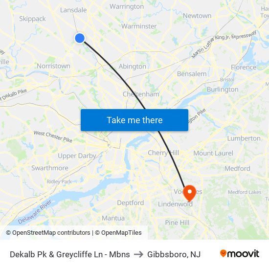 Dekalb Pk & Greycliffe Ln - Mbns to Gibbsboro, NJ map