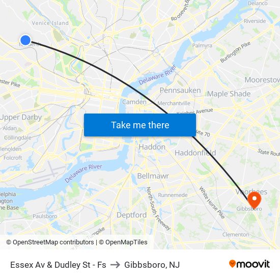 Essex Av & Dudley St - Fs to Gibbsboro, NJ map