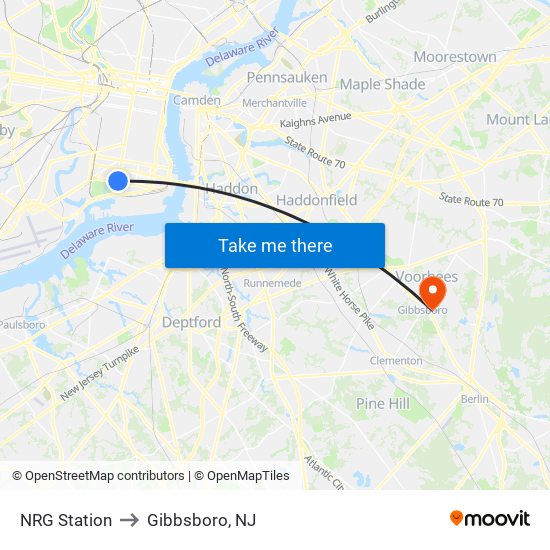 NRG Station to Gibbsboro, NJ map