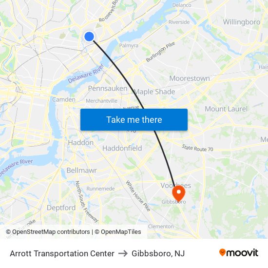 Arrott Transportation Center to Gibbsboro, NJ map