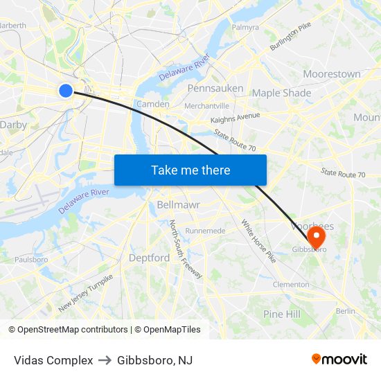 Vidas Complex to Gibbsboro, NJ map