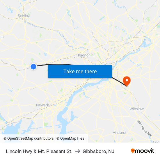 Lincoln Hwy & Mt. Pleasant St. to Gibbsboro, NJ map