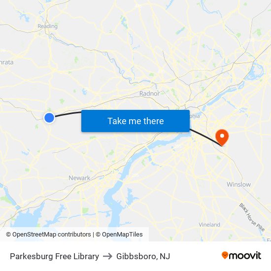 Parkesburg Free Library to Gibbsboro, NJ map