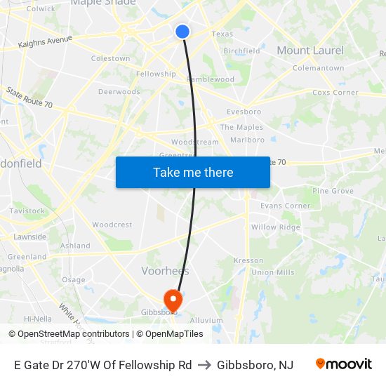 E Gate Dr 270'W Of Fellowship Rd to Gibbsboro, NJ map