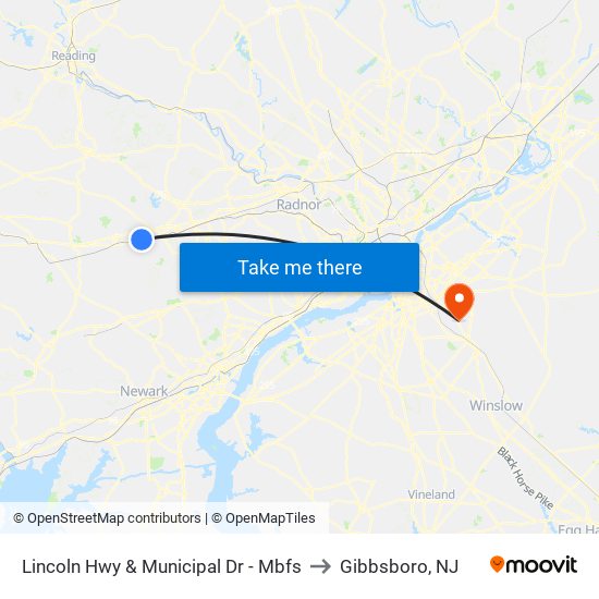 Lincoln Hwy & Municipal Dr - Mbfs to Gibbsboro, NJ map