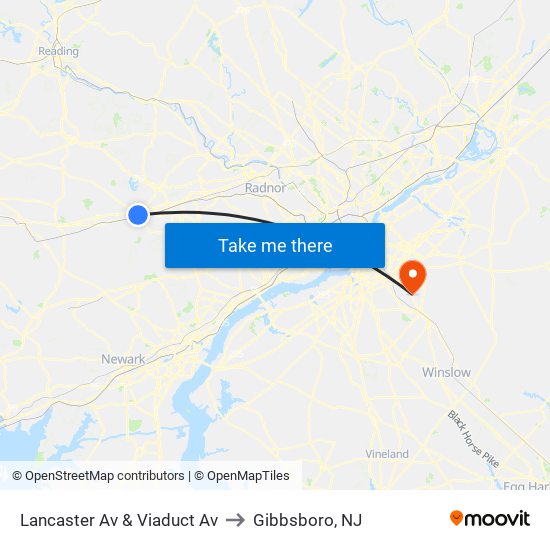 Lancaster Av & Viaduct Av to Gibbsboro, NJ map
