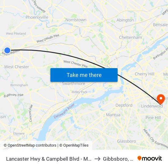 Lancaster Hwy & Campbell Blvd - Mbfs to Gibbsboro, NJ map