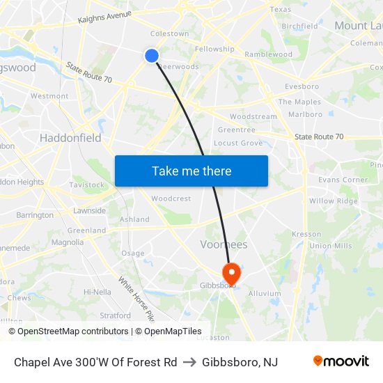 Chapel Ave 300'W Of Forest Rd to Gibbsboro, NJ map