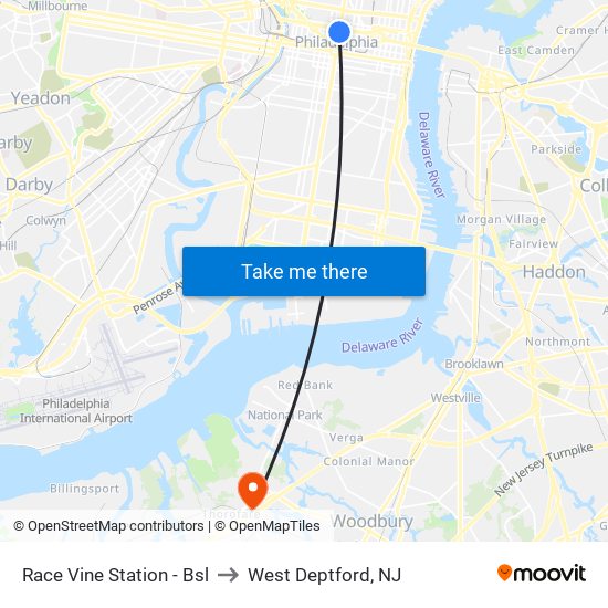 Race Vine Station - Bsl to West Deptford, NJ map