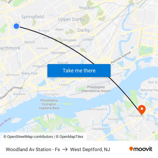 Woodland Av Station - Fs to West Deptford, NJ map