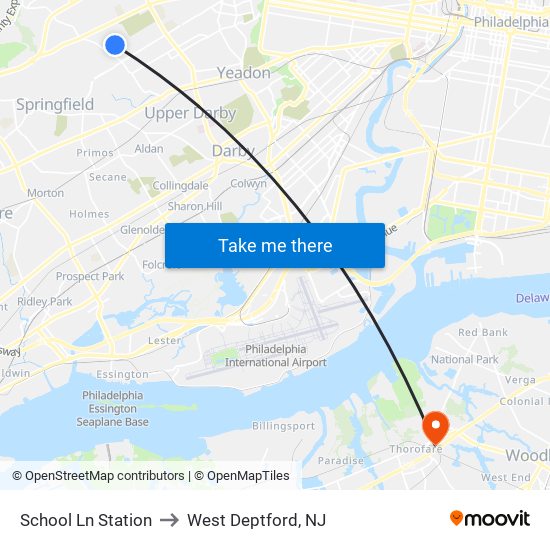 School Ln Station to West Deptford, NJ map