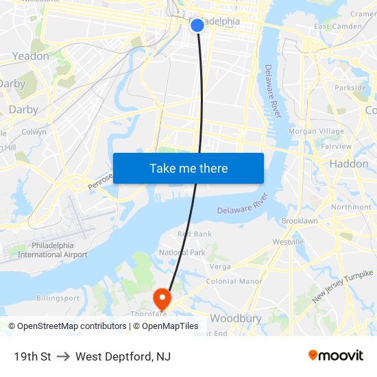 19th St to West Deptford, NJ map