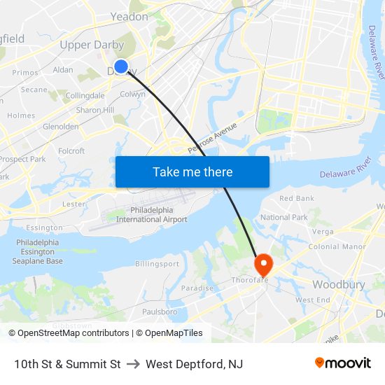 10th St & Summit St to West Deptford, NJ map