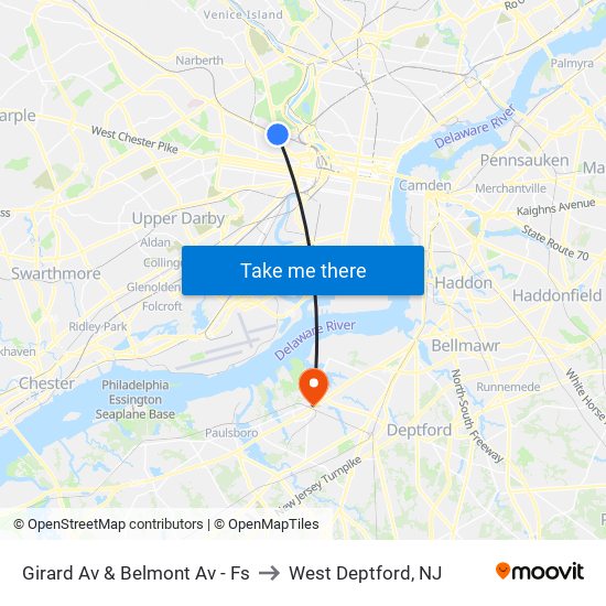 Girard Av & Belmont Av - Fs to West Deptford, NJ map