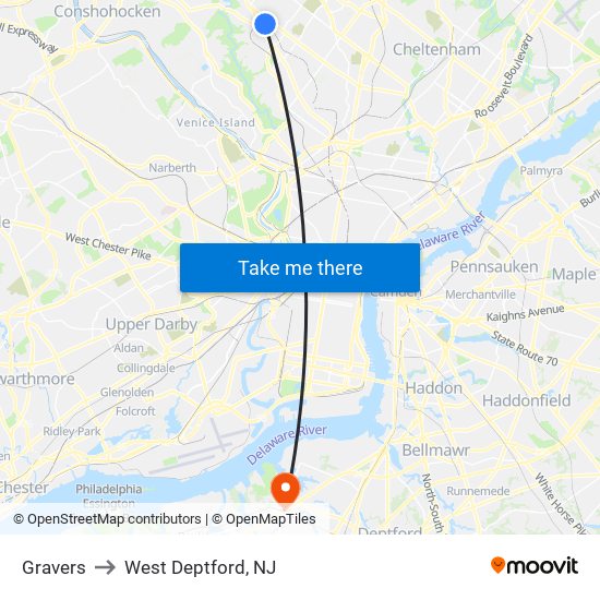 Gravers to West Deptford, NJ map