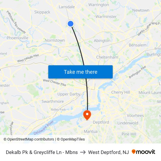 Dekalb Pk & Greycliffe Ln - Mbns to West Deptford, NJ map