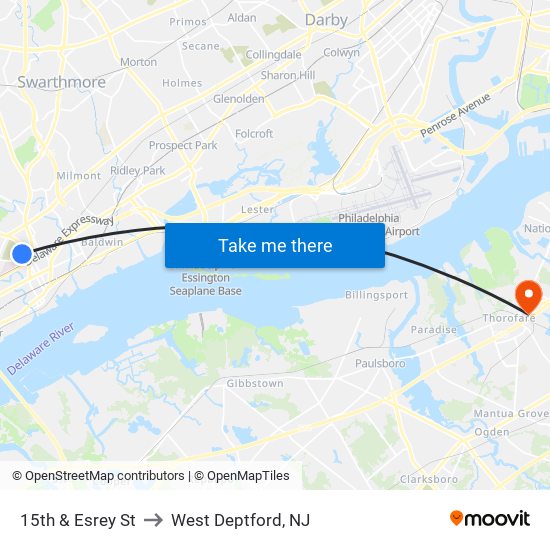 15th & Esrey St to West Deptford, NJ map