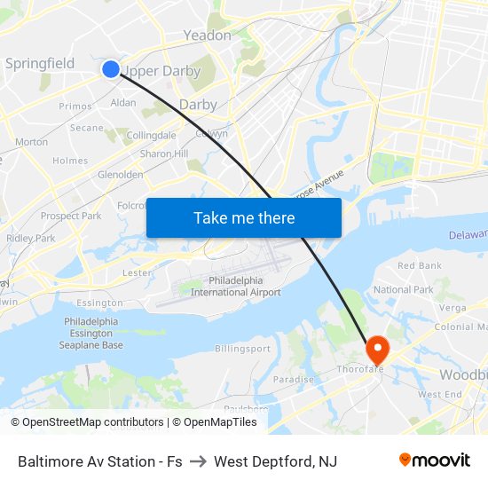 Baltimore Av Station - Fs to West Deptford, NJ map