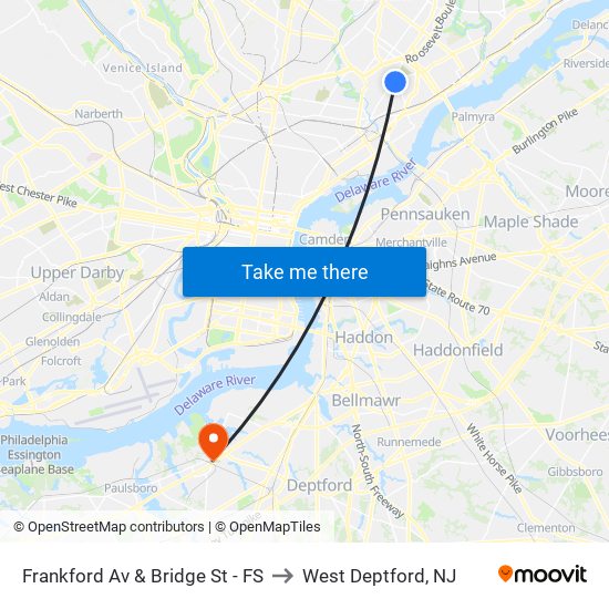 Frankford Av & Bridge St - FS to West Deptford, NJ map