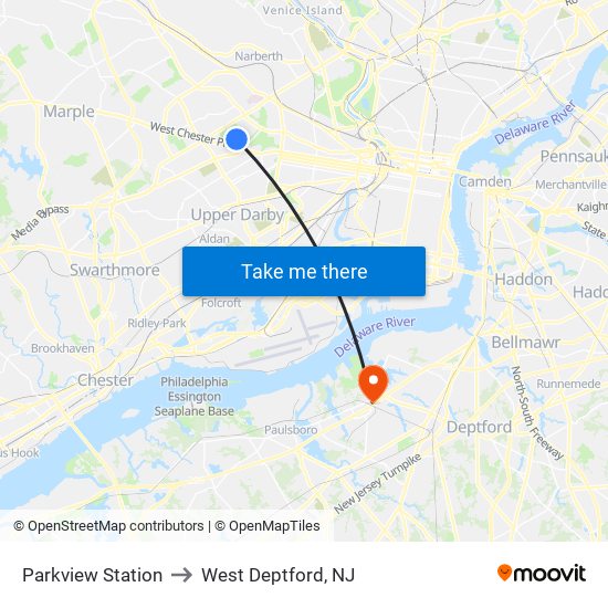 Parkview Station to West Deptford, NJ map