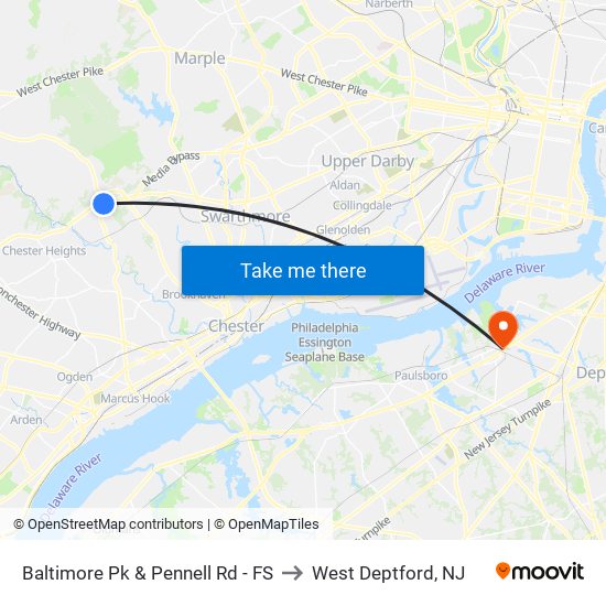 Baltimore Pk & Pennell Rd - FS to West Deptford, NJ map