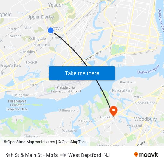 9th St & Main St - Mbfs to West Deptford, NJ map