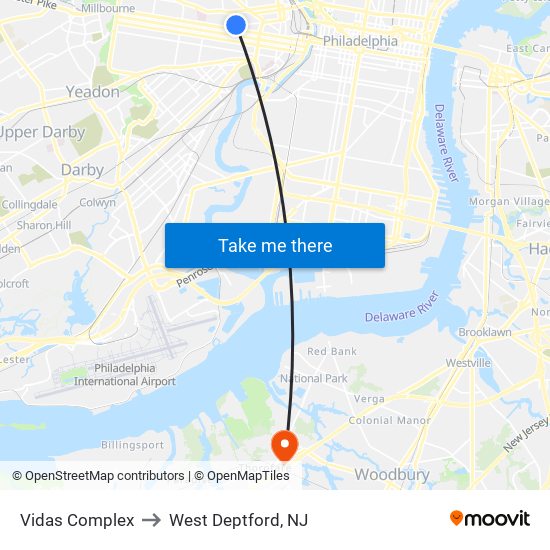 Vidas Complex to West Deptford, NJ map