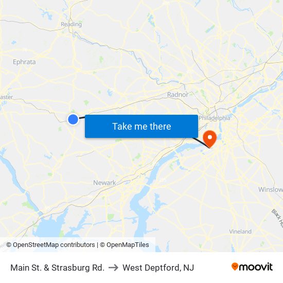 Main St. & Strasburg Rd. to West Deptford, NJ map