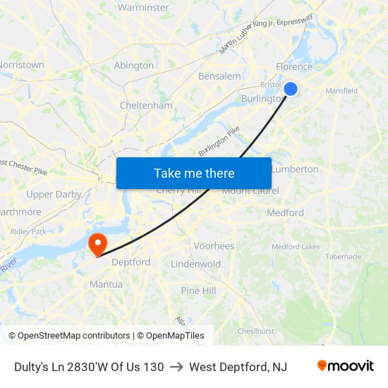 Dulty's Ln 2830'W Of Us 130 to West Deptford, NJ map