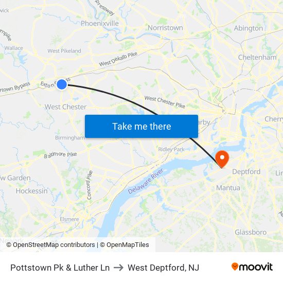 Pottstown Pk & Luther Ln to West Deptford, NJ map