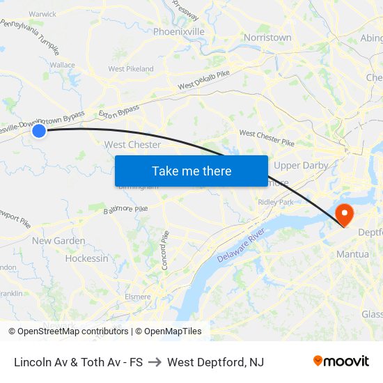 Lincoln Av & Toth Av - FS to West Deptford, NJ map