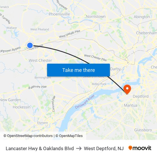 Lancaster Hwy & Oaklands Blvd to West Deptford, NJ map