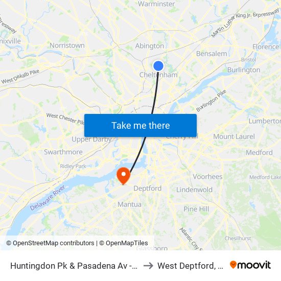 Huntingdon Pk & Pasadena Av - FS to West Deptford, NJ map