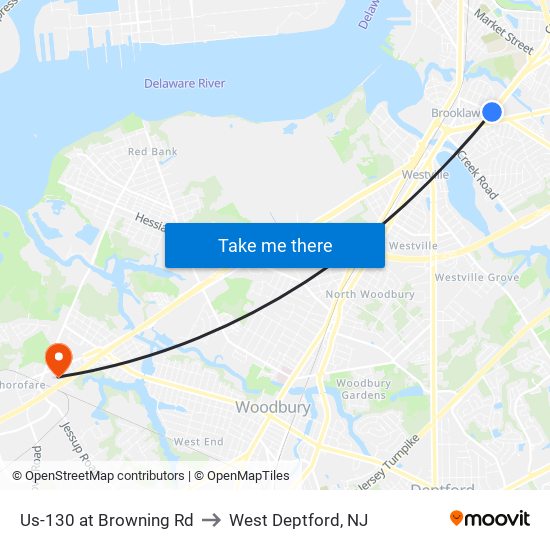 Us-130 at Browning Rd to West Deptford, NJ map