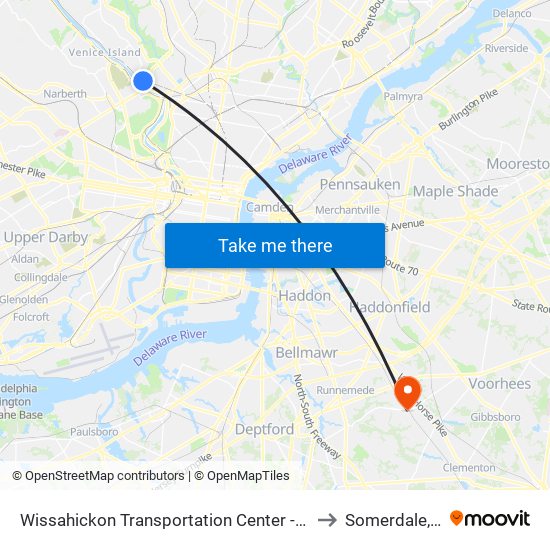 Wissahickon Transportation Center - Onsite to Somerdale, NJ map