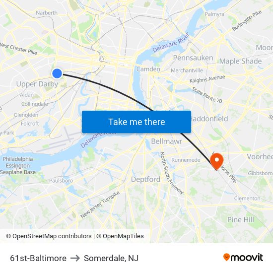 61st-Baltimore to Somerdale, NJ map