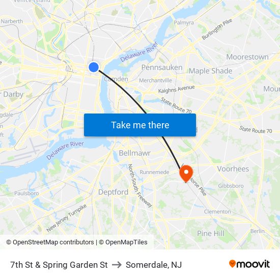 7th St & Spring Garden St to Somerdale, NJ map