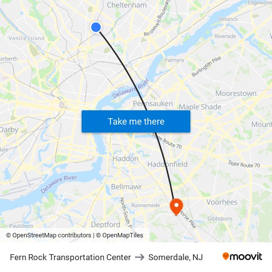 Fern Rock Transportation Center to Somerdale, NJ map
