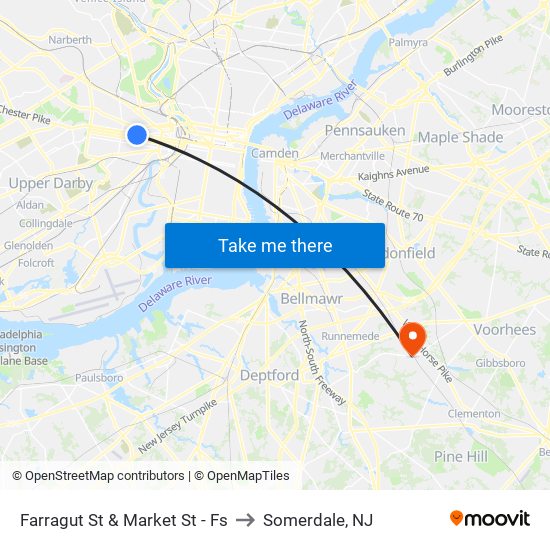 Farragut St & Market St - Fs to Somerdale, NJ map