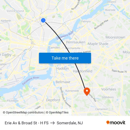 Erie Av & Broad St - H FS to Somerdale, NJ map